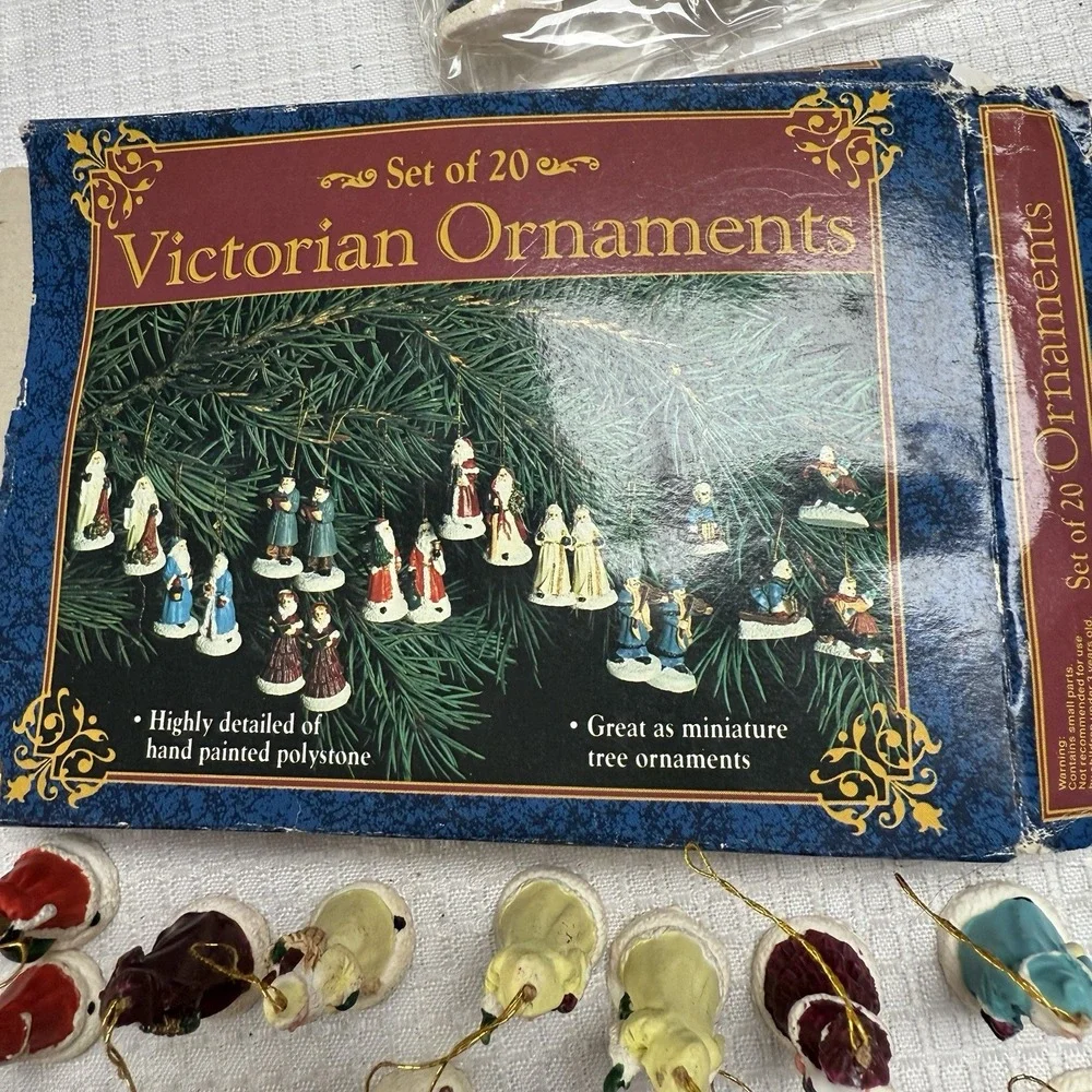 Vintage 4 Sets Victorian Animal‎ Christmas Ornaments Mini Set 20 & 18 Polystone